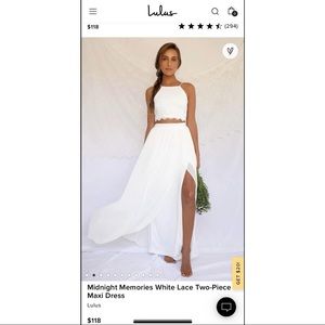Lulu’s white lace two-piece maxi dress